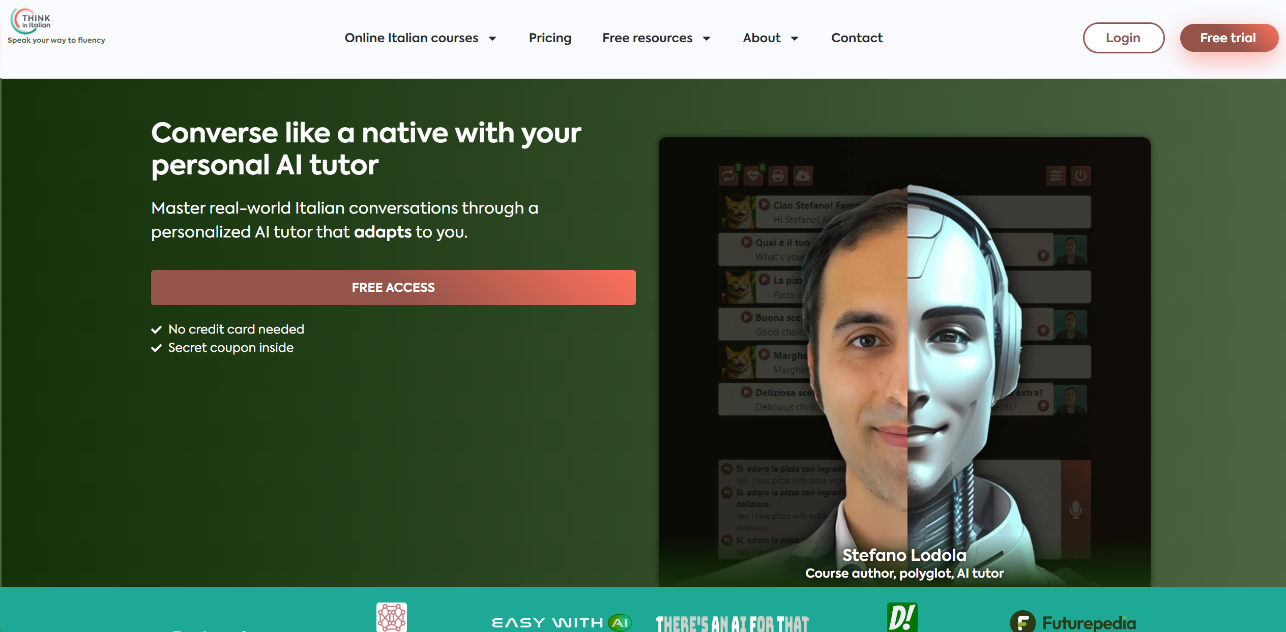Think In Italian AI Language Tutor featured